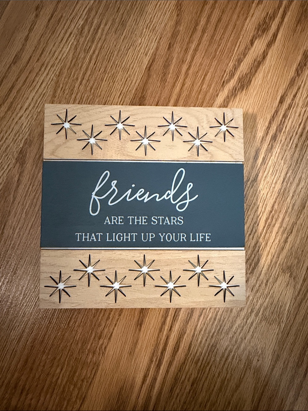 Friends Are The Stars Wood Accent Sign - Navy and Natural Wood
